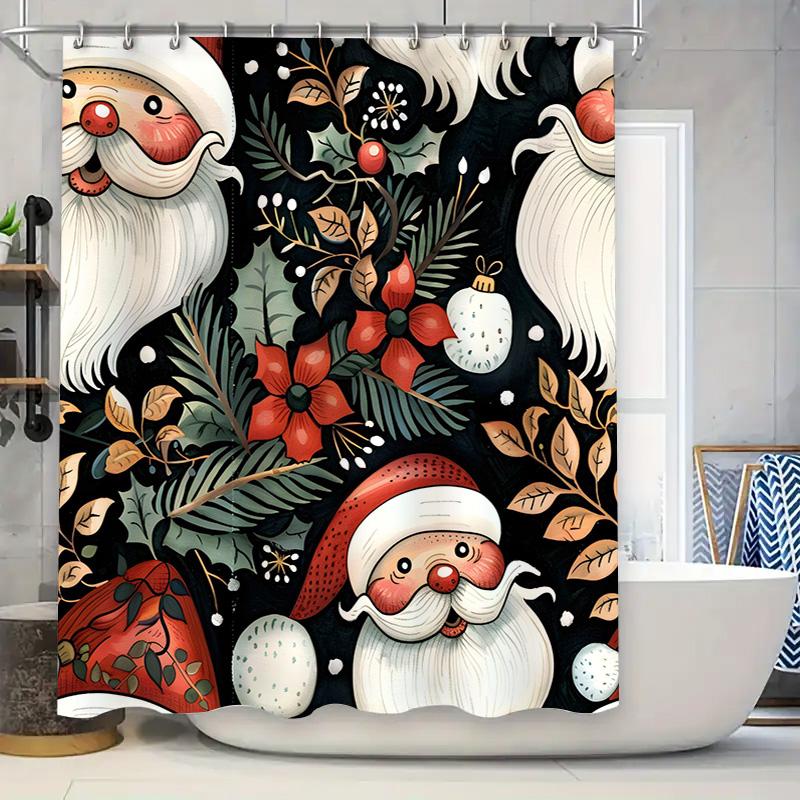 Xmas Santa Claus Shower Curtain Festive Christmas Decor with Floral Patterns for Bathroom Black Red Color Combination 72 x 84 in 90x180cm
Xmas Santa Claus Shower Curtain Festive Christmas Decor with Floral Patterns for Bathroom Black Red Color Combination 72 x 84 in 90x180cm