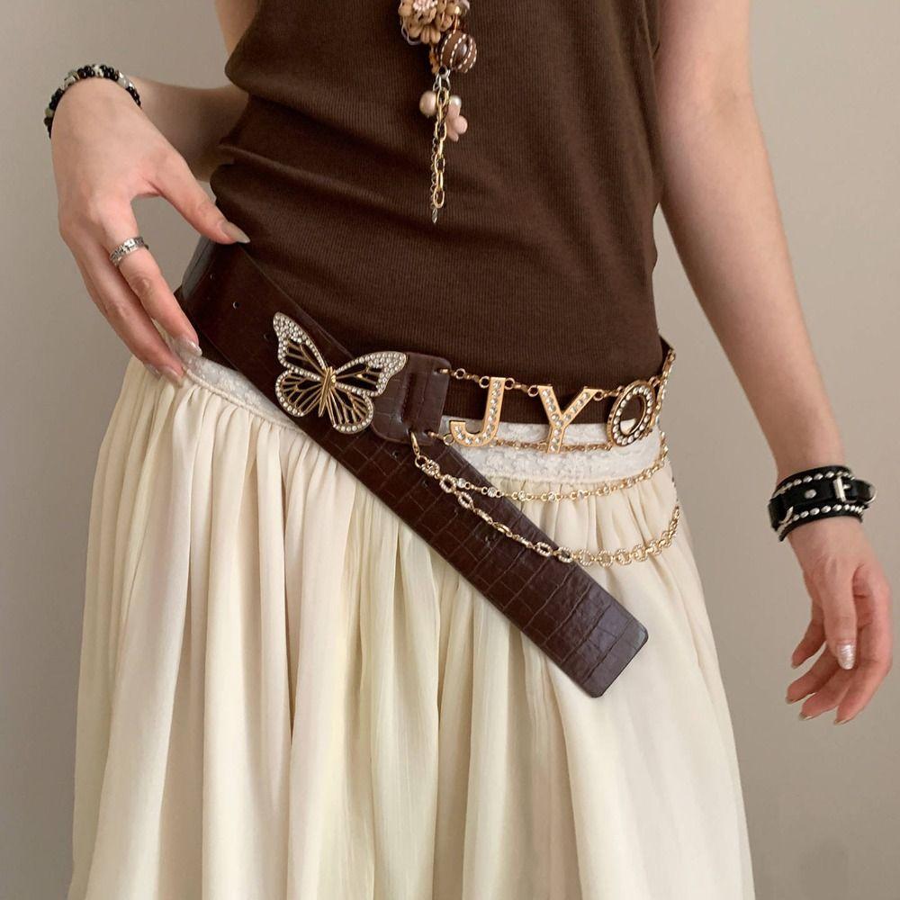 Spice Girl Rhinestone Belts Y2K Waistband Personality Butterfly Waist Chain Decorative Jeans кавовий
Spice Girl Rhinestone Belts Y2K Waistband Personality Butterfly Waist Chain Decorative Jeans кавовий