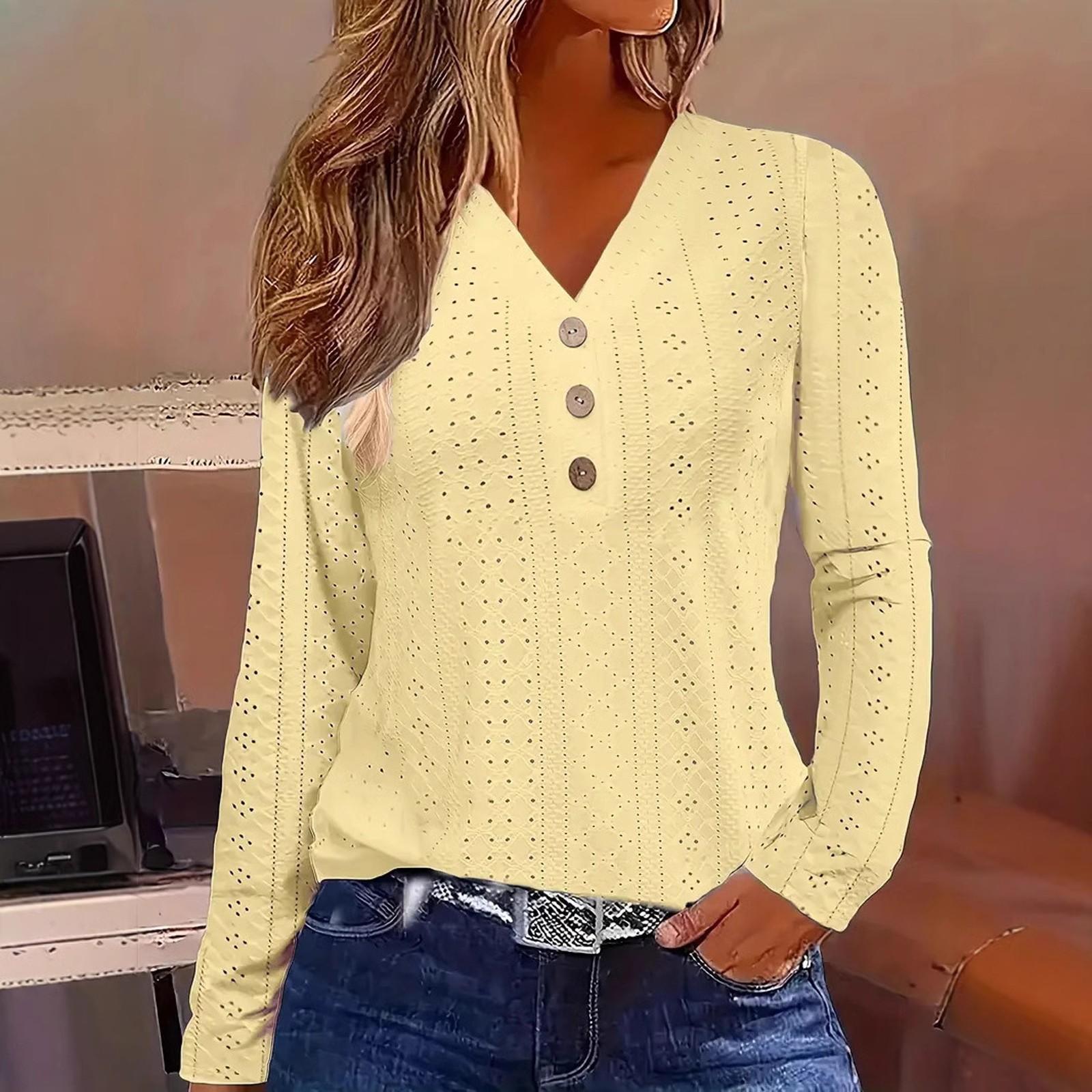 Женская однотонная модная футболка с V-образным вырезом и длинными рукавами на пуговицах XL жёлтый
Женская однотонная модная футболка с V-образным вырезом и длинными рукавами на пуговицах XL жёлтый