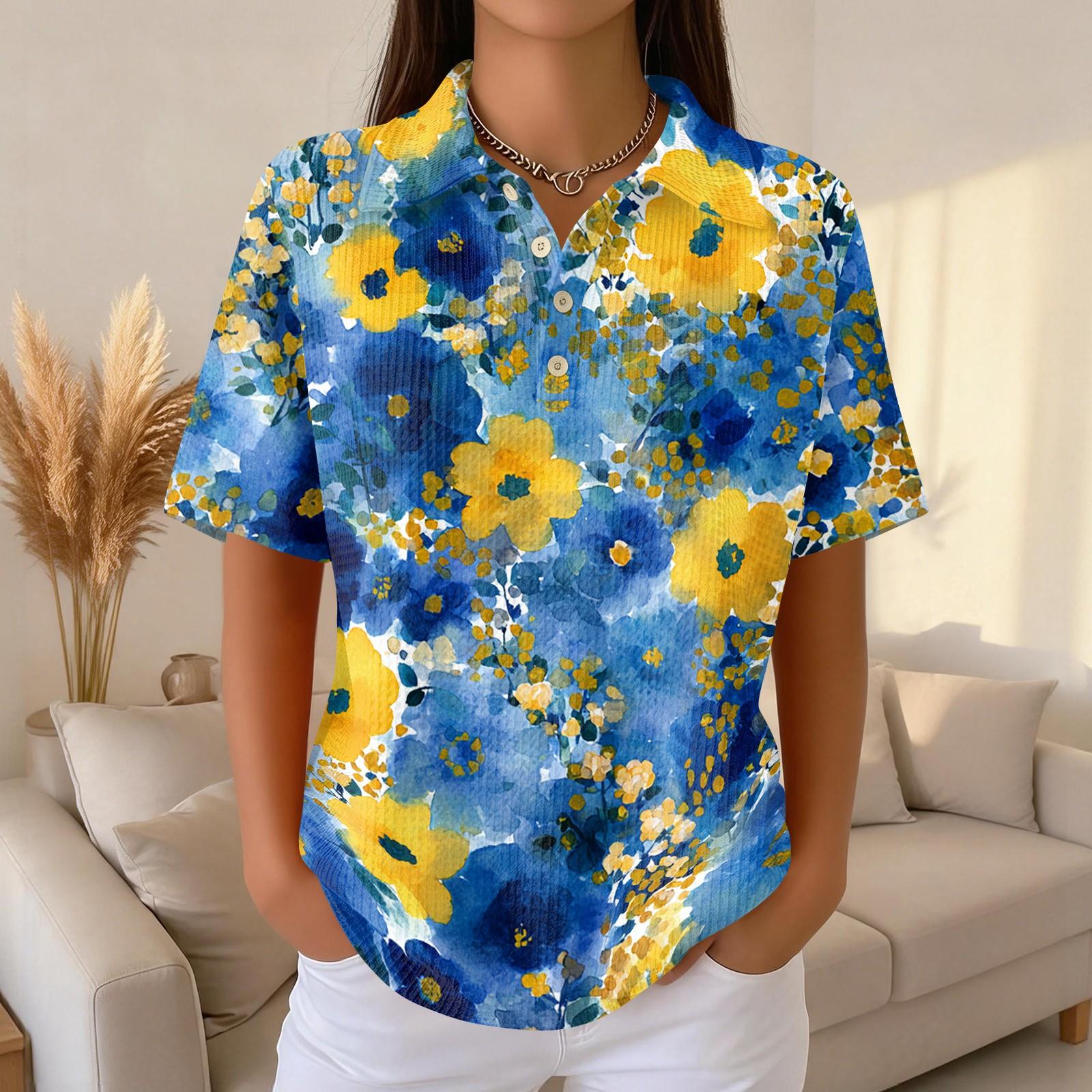 Women’s Casual Knit Short Sleeve Collared Shirt with Floral Print Relaxed Fit Lightweight Top for Everyday Wear S
Women’s Casual Knit Short Sleeve Collared Shirt with Floral Print Relaxed Fit Lightweight Top for Everyday Wear S
