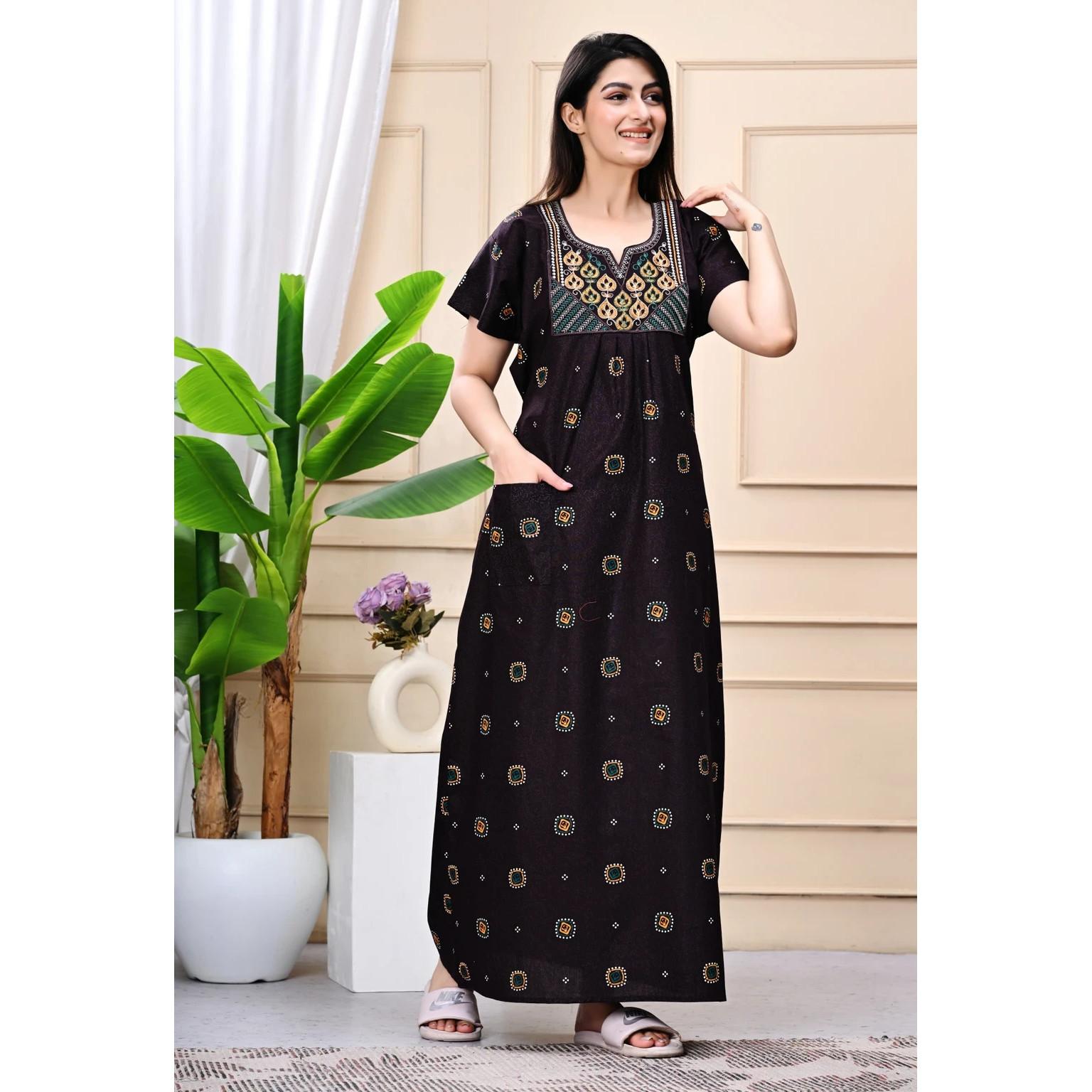 Women Designer Embroidery Cotton Nighty Indian Sleepwear Nightwear Maxi Gown Free
Women Designer Embroidery Cotton Nighty Indian Sleepwear Nightwear Maxi Gown Free