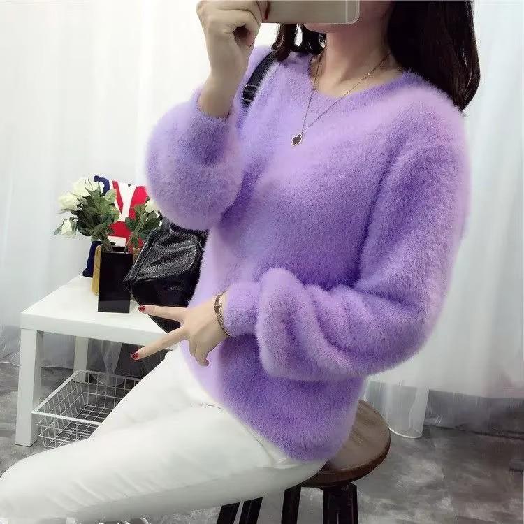Зимний женский свитер из норковой шерсти с флисом, с круглым вырезом, длинными рукавами-буфами, эластичный, повседневный. Женские вязаные топы, пуловеры, однотонный XS фиолетовый
Зимний женский свитер из норковой шерсти с флисом, с круглым вырезом, длинными рукавами-буфами, эластичный, повседневный. Женские вязаные топы, пуловеры, однотонный XS фиолетовый