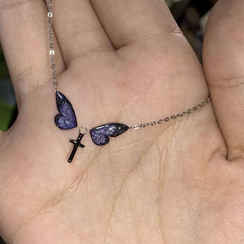 Gradient Color Butterfly Wings Cross Pendant Necklace For Women Girls Simple Elegant Collarbone Chain Jewelry Accessories Gifts
Gradient Color Butterfly Wings Cross Pendant Necklace For Women Girls Simple Elegant Collarbone Chain Jewelry Accessories Gifts