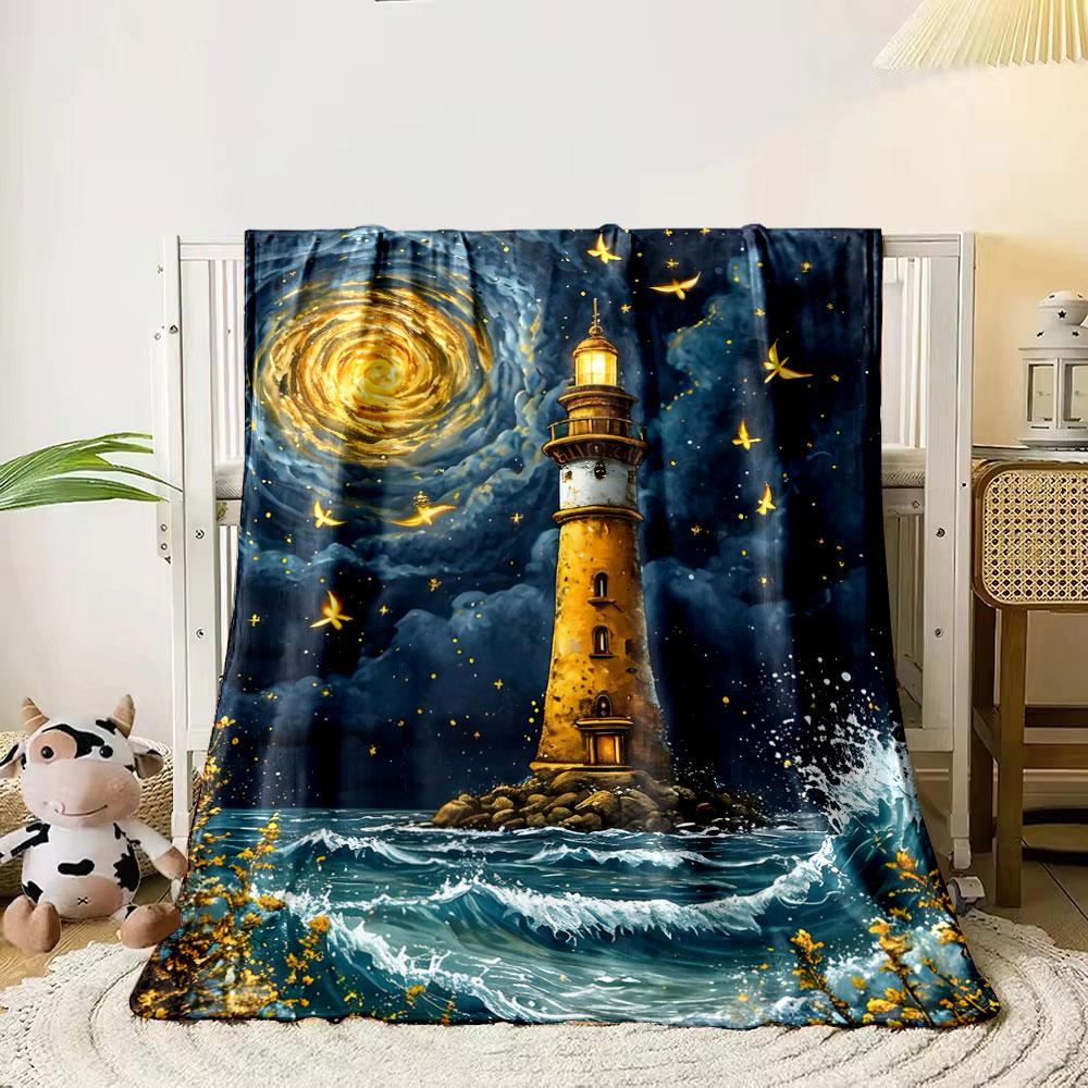 A glowing lighthouse with golden swirls, fireflies, and ocean waves. for all seasons blanket lunch break throw gift 80cm x 120cm
A glowing lighthouse with golden swirls, fireflies, and ocean waves. for all seasons blanket lunch break throw gift 80cm x 120cm