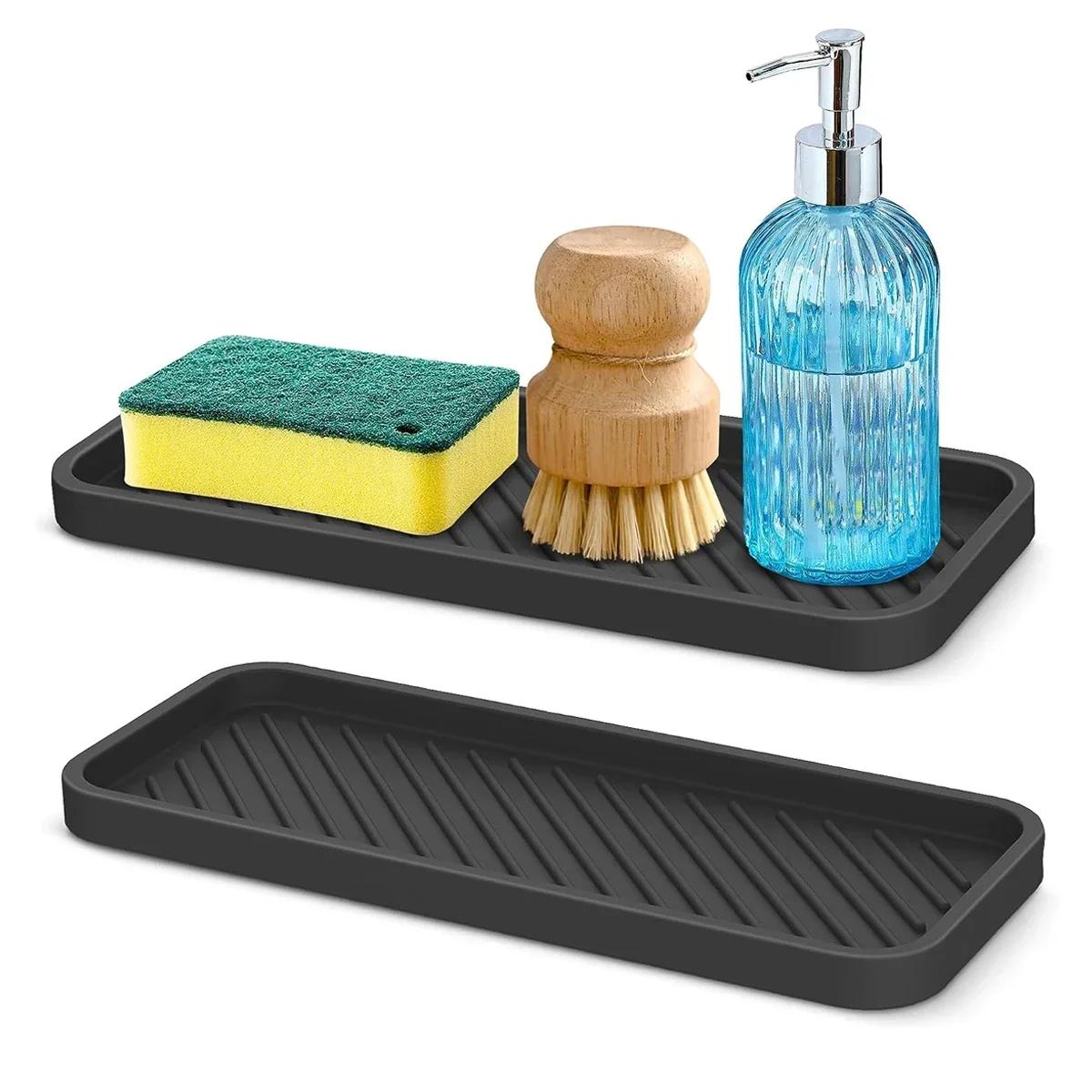 23*9cm Kitchen Silicone Sink Holder Soap Dispenser Countertop Tray Bathroom Shower Shampoo Bottle Storage Tray Draining Pad
23*9cm Kitchen Silicone Sink Holder Soap Dispenser Countertop Tray Bathroom Shower Shampoo Bottle Storage Tray Draining Pad