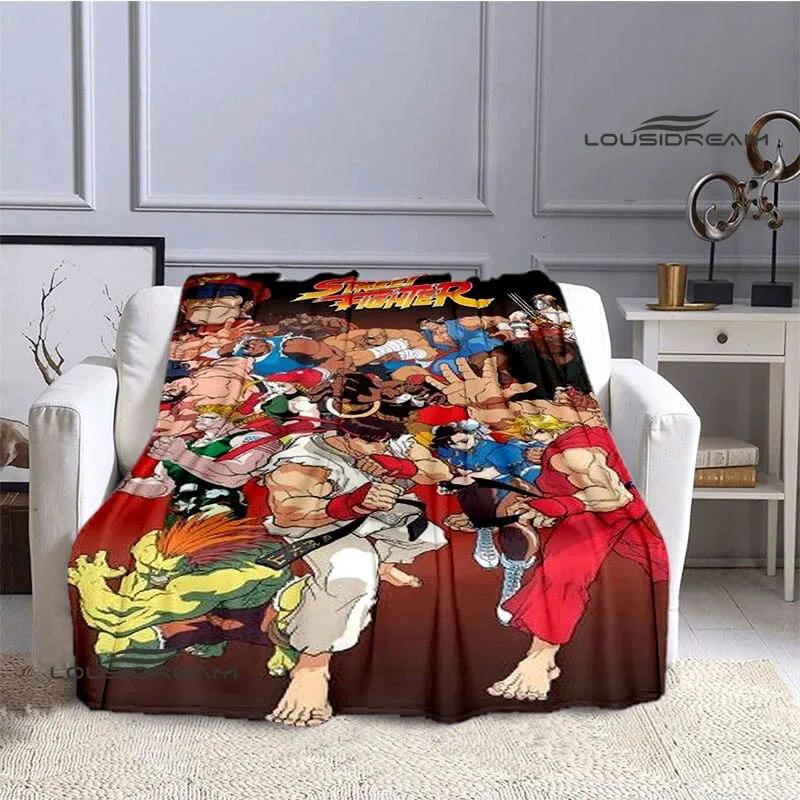 Классическое одеяло с принтом Street Fighter, теплое одеяло с фланцами, подкладка для кровати, домашнее дорожное одеяло, одеяло для пикника, подарок на день рождения 125x150cm