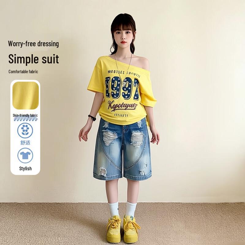 Frog Prince Girls Summer Oblique Shoulder T-Shirt & Ripped Capris Set 140
Frog Prince Girls Summer Oblique Shoulder T-Shirt & Ripped Capris Set 140