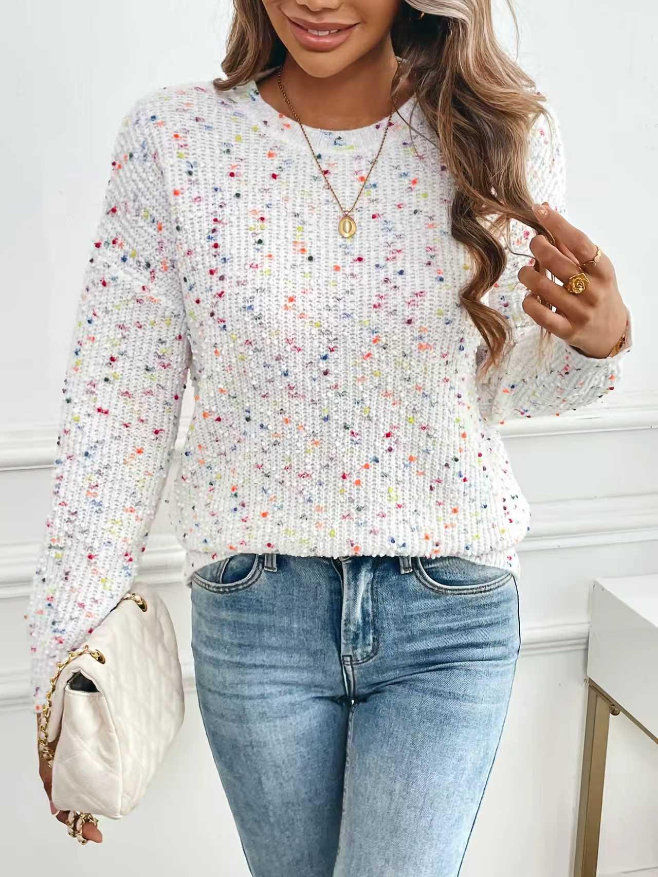 Autumn/Winter Colorful Polka Dot Long-Sleeve Knit Top with European & American Style S брудно-білий
Autumn/Winter Colorful Polka Dot Long-Sleeve Knit Top with European & American Style S брудно-білий