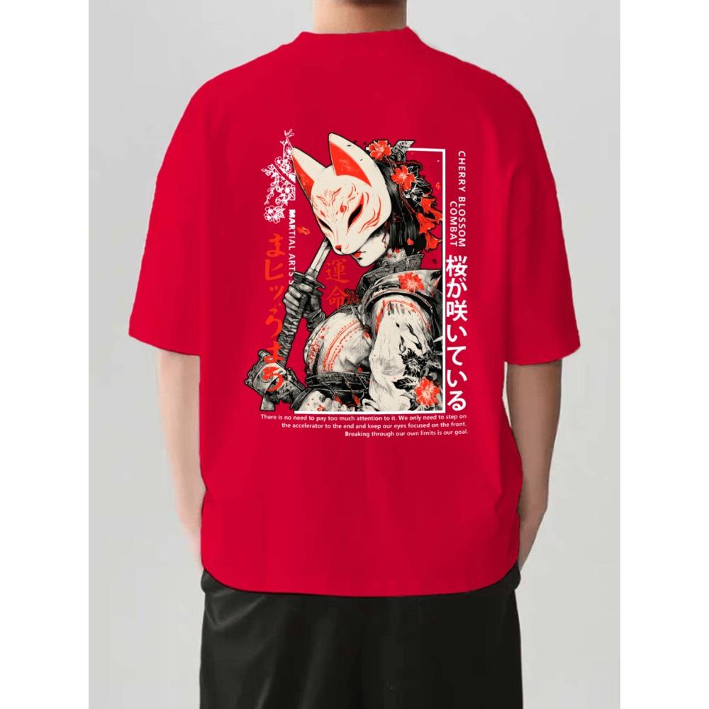 Men S Black Short Sleeve T-Shirt Japanese Cherry Blossom and Samurai Fox Print, Casual Style with Crew Neck Medium Stretch Fabric S
Men S Black Short Sleeve T-Shirt Japanese Cherry Blossom and Samurai Fox Print, Casual Style with Crew Neck Medium Stretch Fabric S