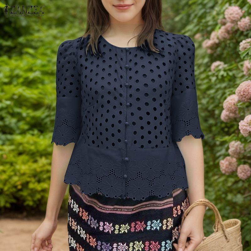 ZANZEA Женская повседневная блузка с круглым вырезом, рукавом до локтя, свободного кроя, в стиле пэчворк 5XL тёмно-синий
ZANZEA Женская повседневная блузка с круглым вырезом, рукавом до локтя, свободного кроя, в стиле пэчворк 5XL тёмно-синий