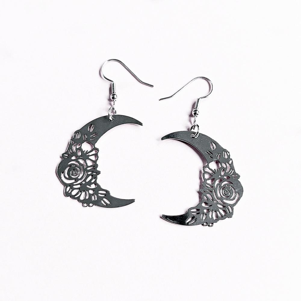 Temperament Goth Gold Color Hollowed-out Rose Flower-patterned Crescent Moon Dangle Earrings for Women Retro Charm Jewelry Gifts
Temperament Goth Gold Color Hollowed-out Rose Flower-patterned Crescent Moon Dangle Earrings for Women Retro Charm Jewelry Gifts