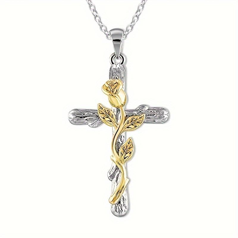 1pc Retro Pendant Necklace with Cross and Rose Flower, Three Colors Options 20in золотистый
1pc Retro Pendant Necklace with Cross and Rose Flower, Three Colors Options 20in золотистый