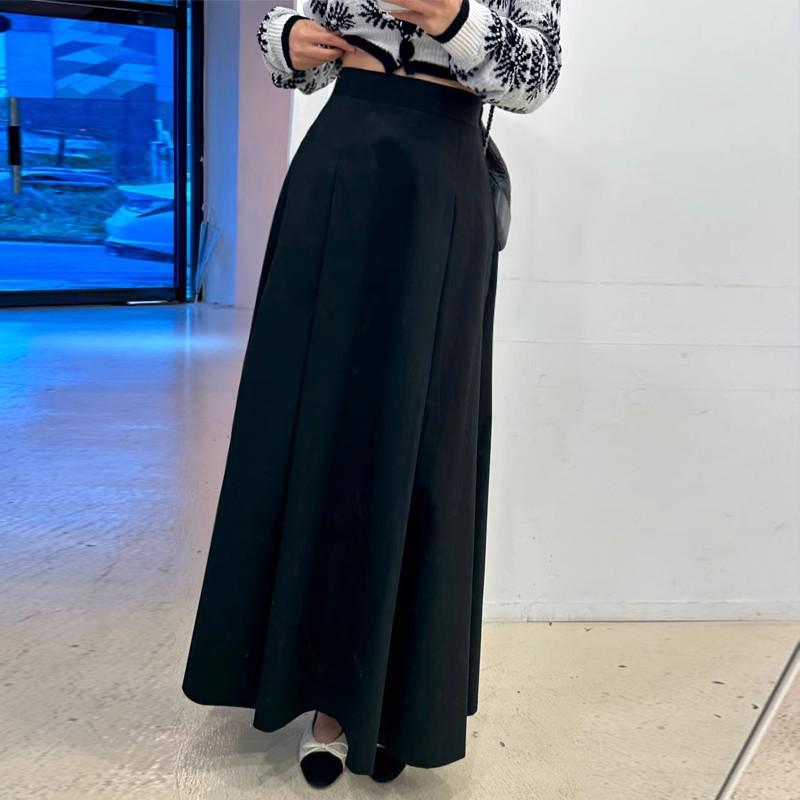 Женская миди-юбка А-силуэта с высокой талией - Ретро французский стройнящий стиль, Юбка с большим клешем для весны и осени Large чёрный