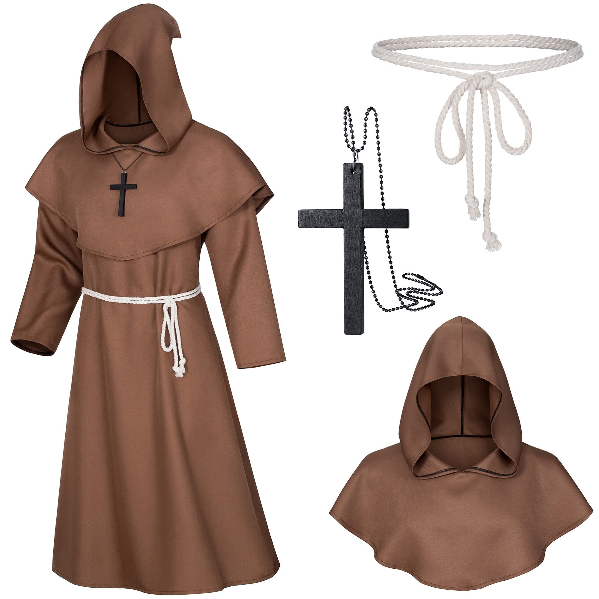Halloween Wizard Costume Cosplay Medieval Hooded Robe Monk Friar Robes Priest Costume Ancient Costume Clothing Christian Suit XL
Halloween Wizard Costume Cosplay Medieval Hooded Robe Monk Friar Robes Priest Costume Ancient Costume Clothing Christian Suit XL