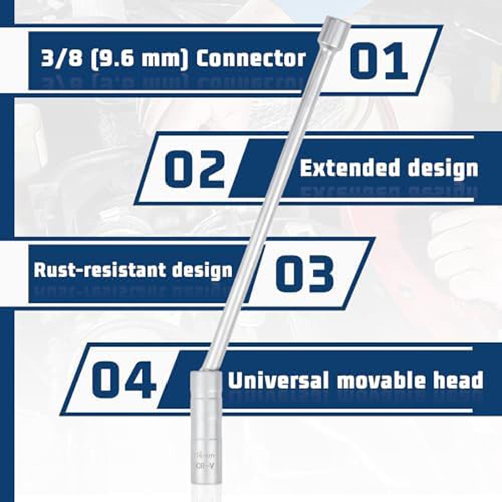 Magnetic Engine Igniter Sleeve Wrench 14mm and 16mm Set with Flexible 360 Degree Rotation Chrome Vanadium Steel 14mm
Magnetic Engine Igniter Sleeve Wrench 14mm and 16mm Set with Flexible 360 Degree Rotation Chrome Vanadium Steel 14mm