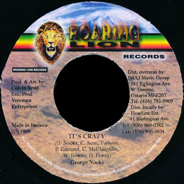 7inch Record GEORGE NOOKS - It s Crazy NONE Roaring Lion Re 1999 Jamaica Reggae, Ska & Dub Used
7inch Record GEORGE NOOKS - It s Crazy NONE Roaring Lion Re 1999 Jamaica Reggae, Ska & Dub Used