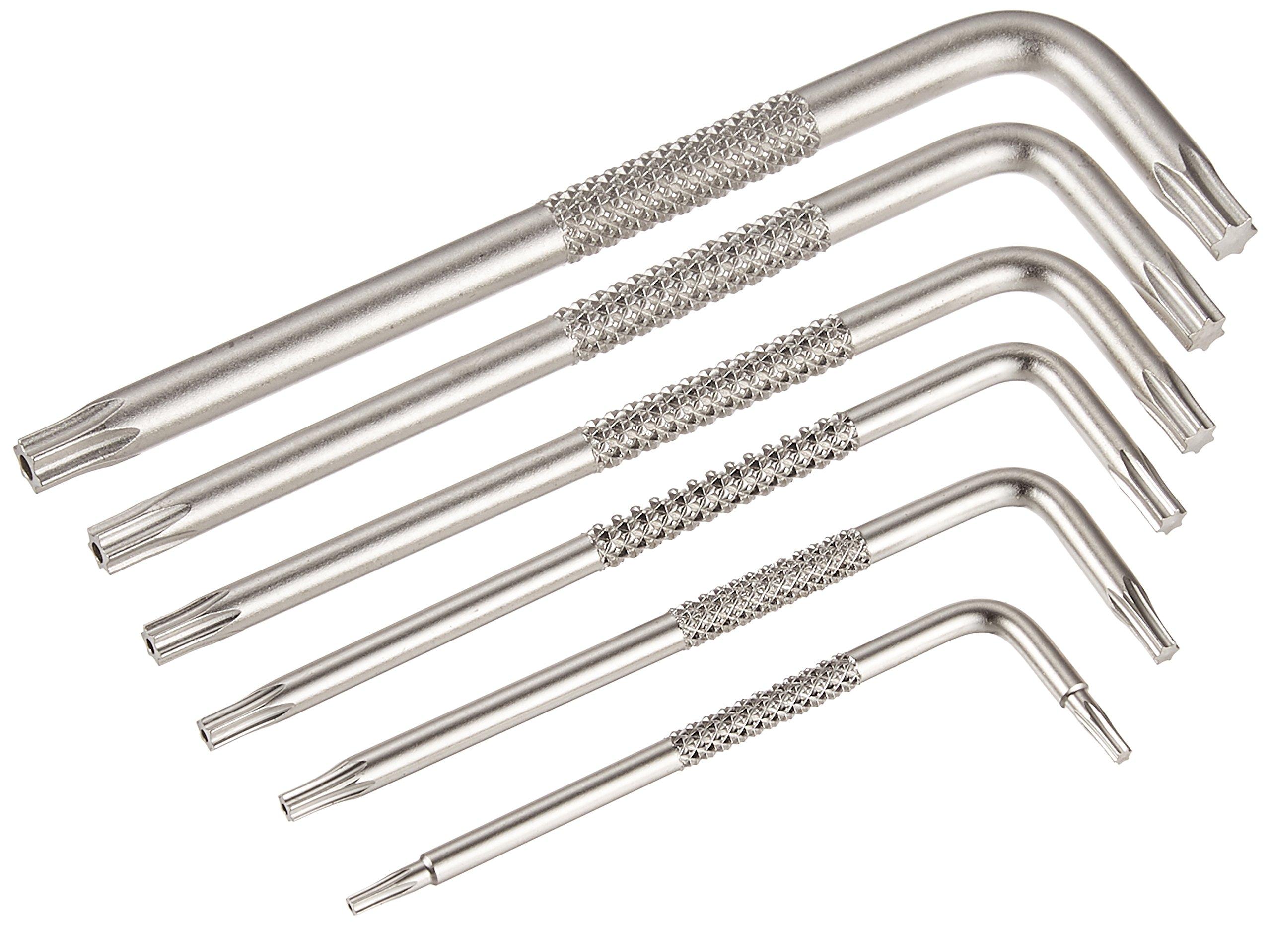 Набор ключей Torx HOZAN Набор из 6 шестигранных гаечных ключей с головкой под звездочку, совместимых с винтами T6/T8/T10/T15/T20/T25, защищенных от несанкционированного доступа W-82 серебряный
Набор ключей Torx HOZAN Набор из 6 шестигранных гаечных ключей с головкой под звездочку, совместимых с винтами T6/T8/T10/T15/T20/T25, защищенных от несанкционированного доступа W-82 серебряный