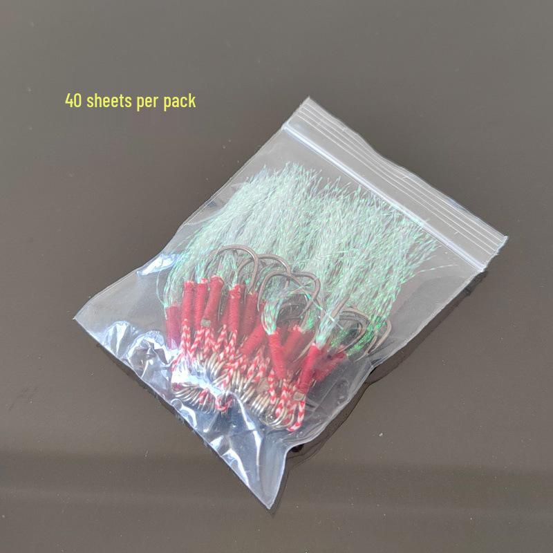 Feathered Barbed Lure with Bright Silk Ribbon and Iron Plate for Slow Swing Fishing Isehook 10#
Feathered Barbed Lure with Bright Silk Ribbon and Iron Plate for Slow Swing Fishing Isehook 10#