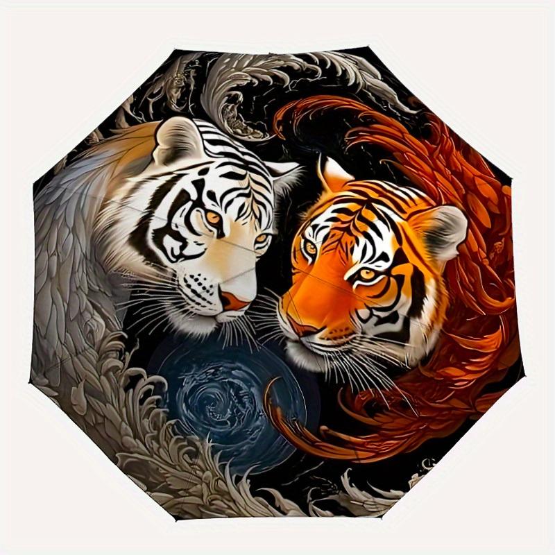 1pc Tiger Yin Yang Automatic Folding Umbrella - 8-Rib Iron Frame, Windproof, Portable Sunshade with Plastic Handle for Travel & Outdoor Acti
1pc Tiger Yin Yang Automatic Folding Umbrella - 8-Rib Iron Frame, Windproof, Portable Sunshade with Plastic Handle for Travel & Outdoor Acti