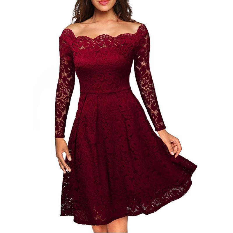 European and American Women s One-Shoulder Lace Dress - New Arrival Medium вина червоного кольору
European and American Women s One-Shoulder Lace Dress - New Arrival Medium вина червоного кольору