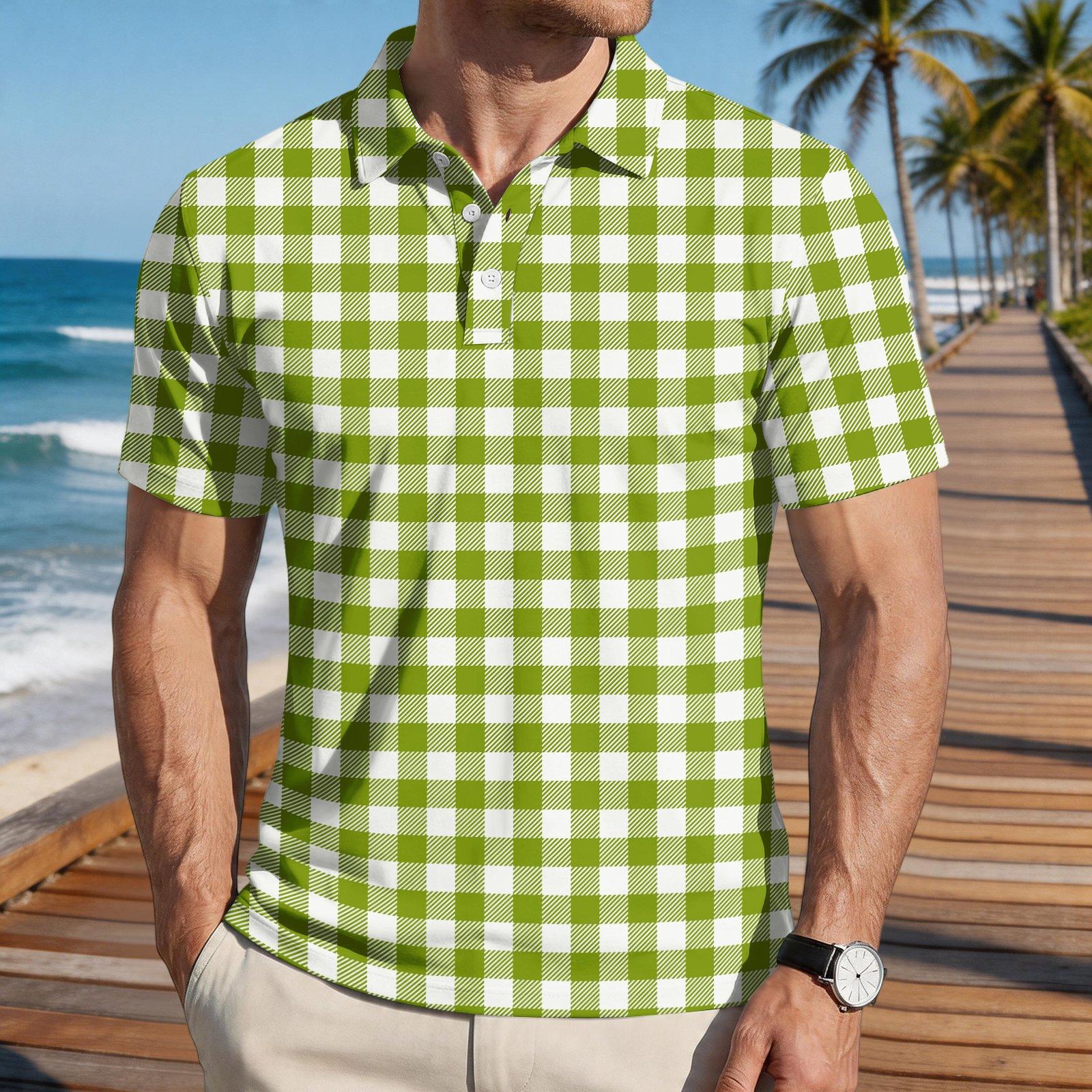 Mens Loose Fit Casual Plaid Print Short Sleeve Polo Shirt Classic Turn Down Collar Soft Lightweight Top S
Mens Loose Fit Casual Plaid Print Short Sleeve Polo Shirt Classic Turn Down Collar Soft Lightweight Top S
