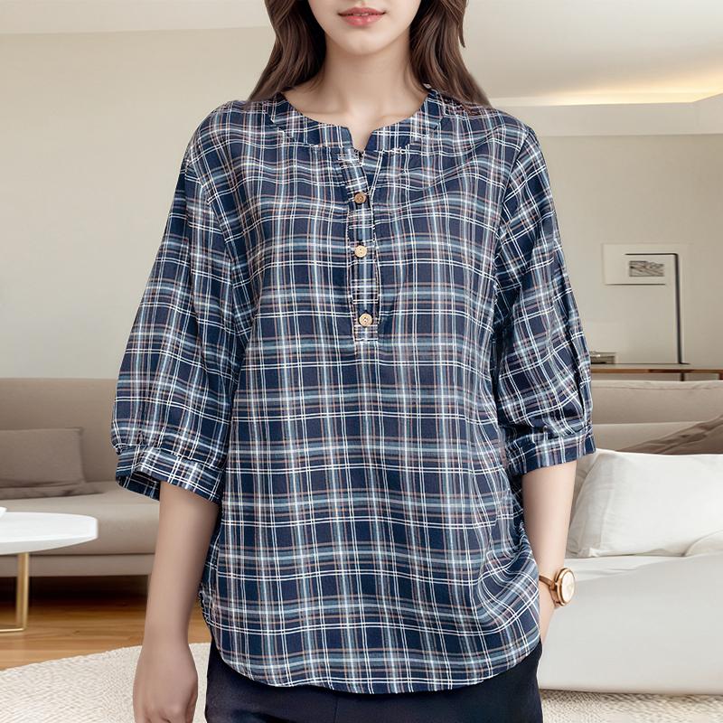 ZANZEA Women Casual V-Neck 3/4 Sleeve Retro Plaid Print Blouse темно-синього кольору
ZANZEA Women Casual V-Neck 3/4 Sleeve Retro Plaid Print Blouse темно-синього кольору
