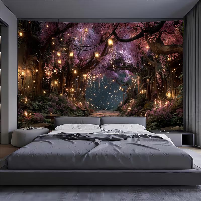 2D Magical Cherry Blossom Tapestry Whimsical Forest Path with Glowing Lanterns Wall Hanging 47.2x31.5inch/120*80cm
2D Magical Cherry Blossom Tapestry Whimsical Forest Path with Glowing Lanterns Wall Hanging 47.2x31.5inch/120*80cm