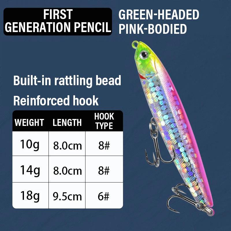 Pencil Fishing Lures Set Long Casting Slow Sinking Hard Baits with Rattle Balls Topwater Artificial Lure for Predatory Bass Pike 10g
Pencil Fishing Lures Set Long Casting Slow Sinking Hard Baits with Rattle Balls Topwater Artificial Lure for Predatory Bass Pike 10g