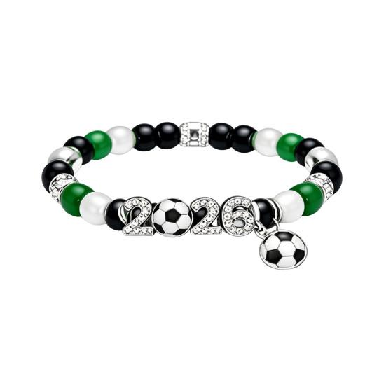 2026 Soccer Game Themed Bracelet Sparkling Rhinestones Inlaid Beads Rust Resistant Football Bracelet Jewelry Accessory білий
2026 Soccer Game Themed Bracelet Sparkling Rhinestones Inlaid Beads Rust Resistant Football Bracelet Jewelry Accessory білий