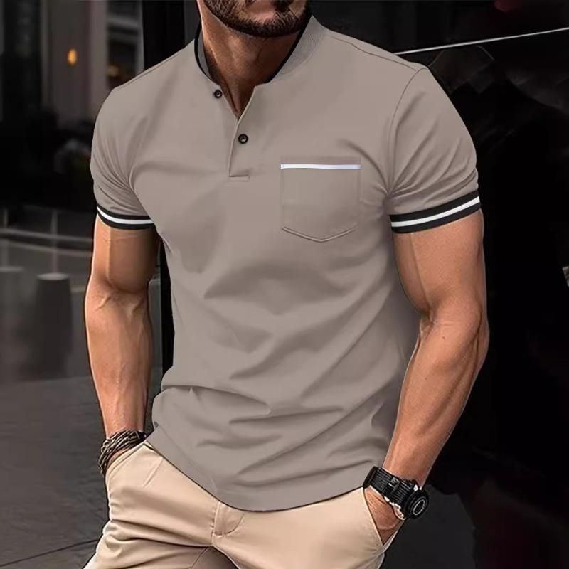 Spring Men s Short-sleeved Solid Color Standing Collar Pocket Polo Shirt S чёрный
Spring Men s Short-sleeved Solid Color Standing Collar Pocket Polo Shirt S чёрный