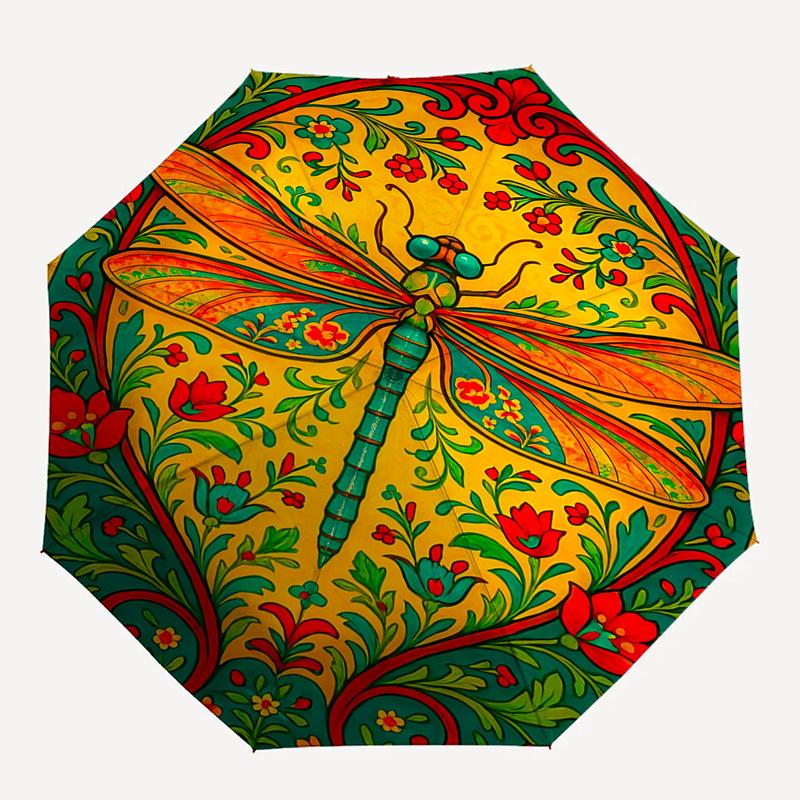 Floral Dragonfly Design Automatic Opening Folding Umbrella - Portable 3-Fold Design with Iron Frame, Perfect for Outdoor Use, Festive Gifts,
Floral Dragonfly Design Automatic Opening Folding Umbrella - Portable 3-Fold Design with Iron Frame, Perfect for Outdoor Use, Festive Gifts,