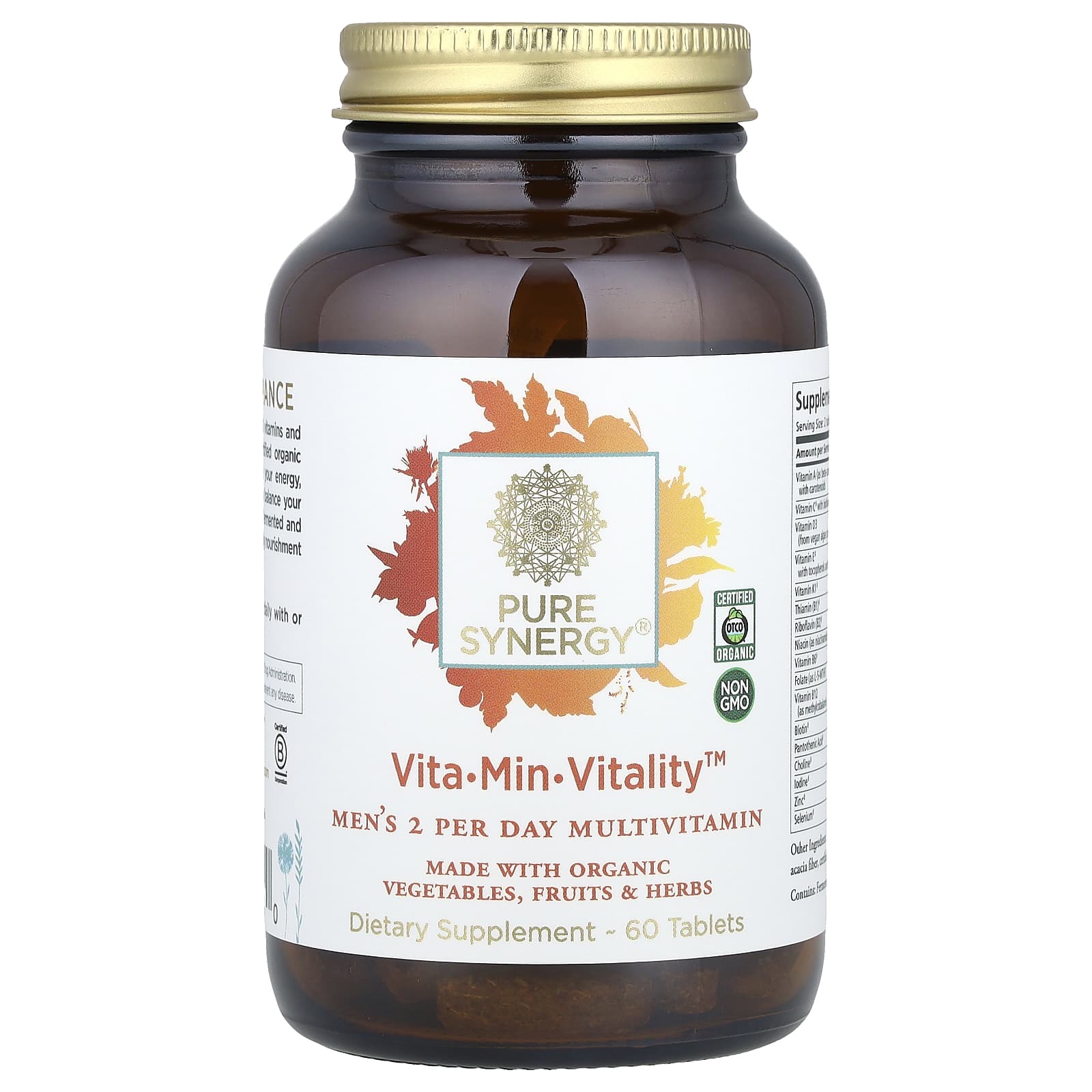 Pure Synergy, Vita-Min-Vitality™, Men s 2-Per-Day Multivitamin, 60 Tablets 
Pure Synergy, Vita-Min-Vitality™, Men s 2-Per-Day Multivitamin, 60 Tablets