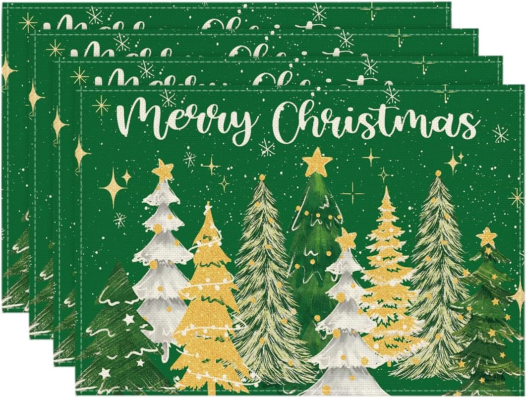 Green Stars Xmas Tree Christmas Placemats 12x18 Inch – Winter Holiday Table Mats – for Party, Kitchen, Dining – Festive Decor 4pcs
Green Stars Xmas Tree Christmas Placemats 12x18 Inch – Winter Holiday Table Mats – for Party, Kitchen, Dining – Festive Decor 4pcs