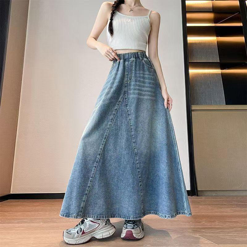 Plus Size Mid-Length A-Line Denim Skirt - Flare, High Waist, Elastic, Slimming for Thick Legs, Autumn/Winter. M (under 100 Jin)
Plus Size Mid-Length A-Line Denim Skirt - Flare, High Waist, Elastic, Slimming for Thick Legs, Autumn/Winter. M (under 100 Jin)