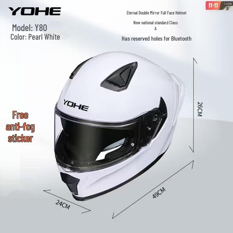 Eternal Y80 Dual-Lens Bluetooth Full-Face Motorcycle Helmet with Large Spoiler & Anti-fog XXL (63-64 CM, Size Up Recommended)
Eternal Y80 Dual-Lens Bluetooth Full-Face Motorcycle Helmet with Large Spoiler & Anti-fog XXL (63-64 CM, Size Up Recommended)