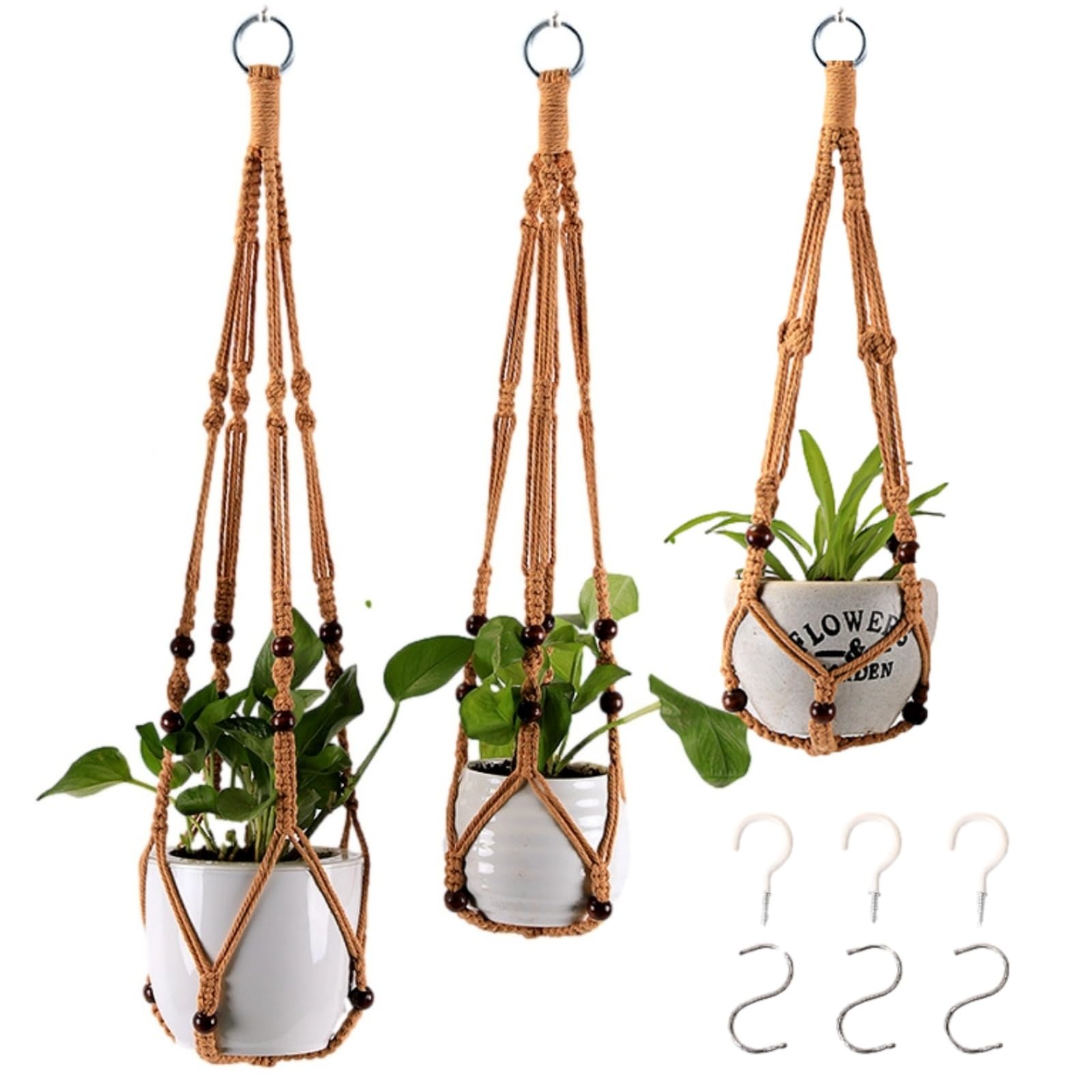 Copeflap Макраме Подвесное кашпо для конопли Набор из 3 комнатных растений, Веревка, (коричневый)
Copeflap Макраме Подвесное кашпо для конопли Набор из 3 комнатных растений, Веревка, (коричневый)