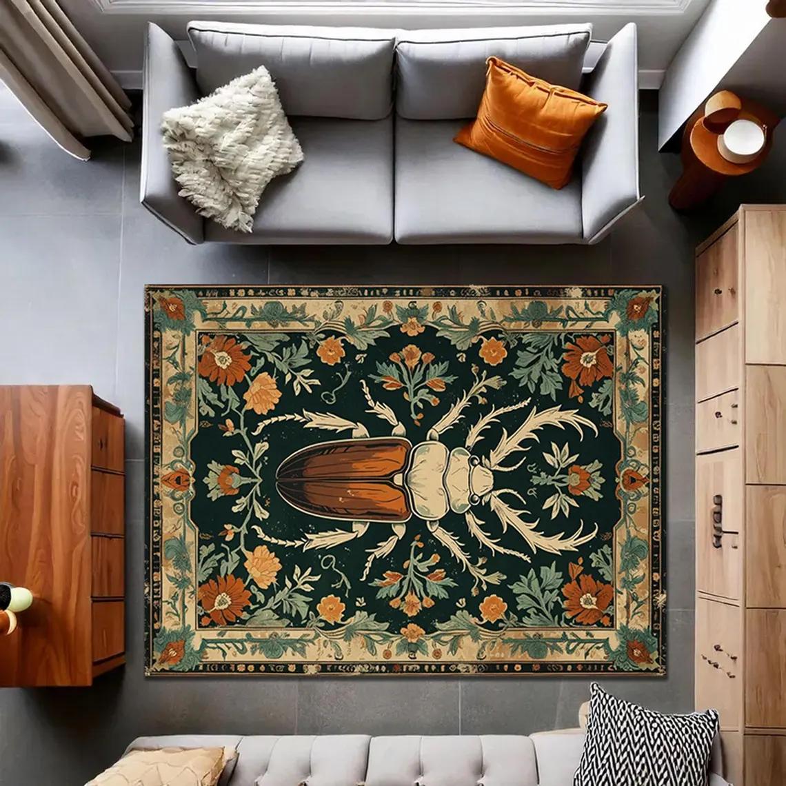 Vintage Stag Beetle Rug, Gothic Insect Carpet with Botanical Carpet, Boho Persian Style Bug , Mothcore Home Decor Mat Insect Rug 40x60CM
Vintage Stag Beetle Rug, Gothic Insect Carpet with Botanical Carpet, Boho Persian Style Bug , Mothcore Home Decor Mat Insect Rug 40x60CM