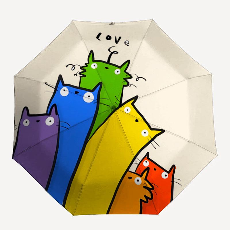 1pc Rainbow Cats Automatic Folding Umbrella with 8-Rib Windproof Design, Portable Foldable Sunshade Umbrella For Halloween 108
1pc Rainbow Cats Automatic Folding Umbrella with 8-Rib Windproof Design, Portable Foldable Sunshade Umbrella For Halloween 108