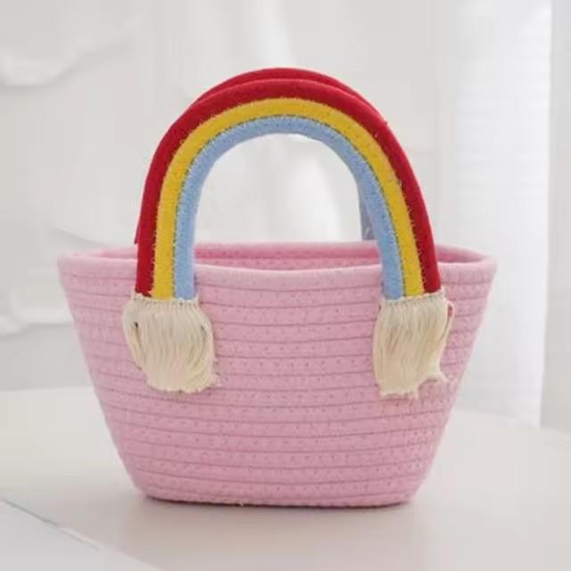 Handmade Cotton Rope Woven Handbag, Rainbow Cloud Pattern Storage Basket, Multifunctional Cosmetic Organizer Portable Picnic Fruit Basket рожевий
Handmade Cotton Rope Woven Handbag, Rainbow Cloud Pattern Storage Basket, Multifunctional Cosmetic Organizer Portable Picnic Fruit Basket рожевий