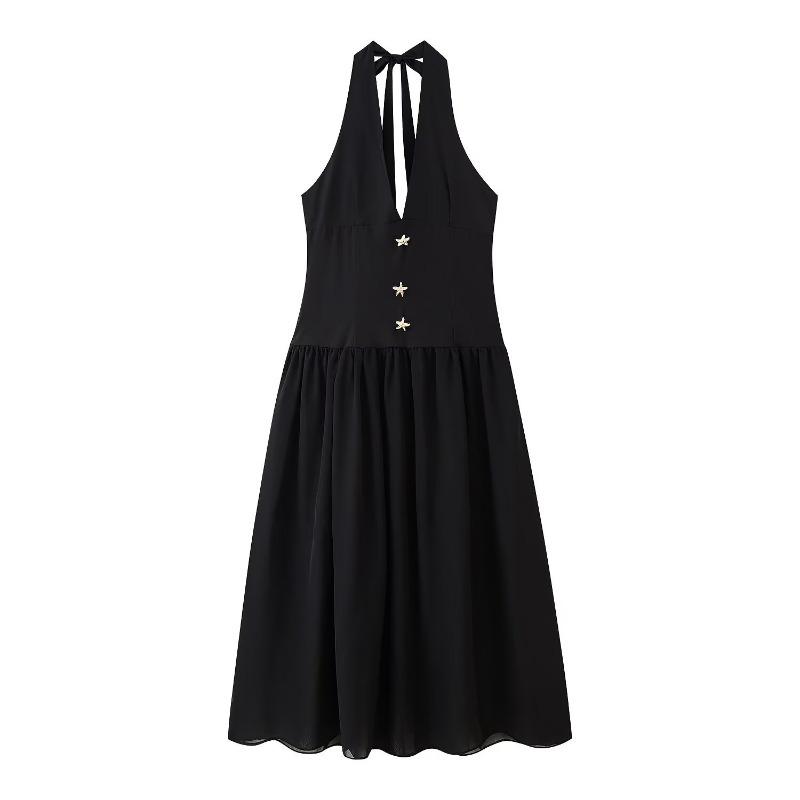 Women s Clothing Burst Neck Strap Deep Chest Waist Backless Dress L чорний
Women s Clothing Burst Neck Strap Deep Chest Waist Backless Dress L чорний