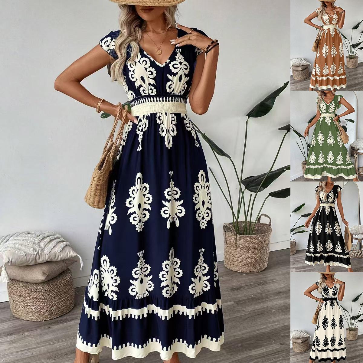 Women Summer Dress V-Neck Flying Short Sleeve Beach Dress Printing High Waist Flowy Hem Vacation Dress XXXL жовтий
Women Summer Dress V-Neck Flying Short Sleeve Beach Dress Printing High Waist Flowy Hem Vacation Dress XXXL жовтий