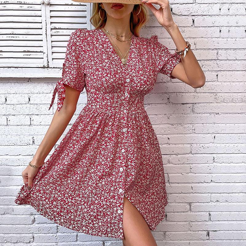 2025 new summer women s clothing V-neck printing short split-ended dress women XL червоний
2025 new summer women s clothing V-neck printing short split-ended dress women XL червоний