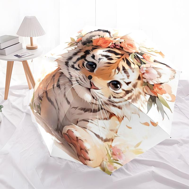 1pc Animal Tiger Cute Design Pattern Umbrella, Fashionable, Personalized, High-Value Folding Umbrella, a Must-Have for Summer, 8-Rib Durable Iron
1pc Animal Tiger Cute Design Pattern Umbrella, Fashionable, Personalized, High-Value Folding Umbrella, a Must-Have for Summer, 8-Rib Durable Iron