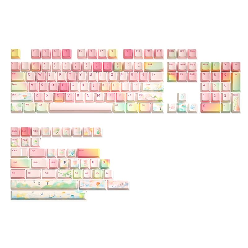 YUNZII Spring Garden Keycap Set, 142 Keycaps PBT Keycaps Cherry Profile for mechanical keyboard cute custom keycaps (Cherry Profile, Spring Garden) 
YUNZII Spring Garden Keycap Set, 142 Keycaps PBT Keycaps Cherry Profile for mechanical keyboard cute custom keycaps (Cherry Profile, Spring Garden)