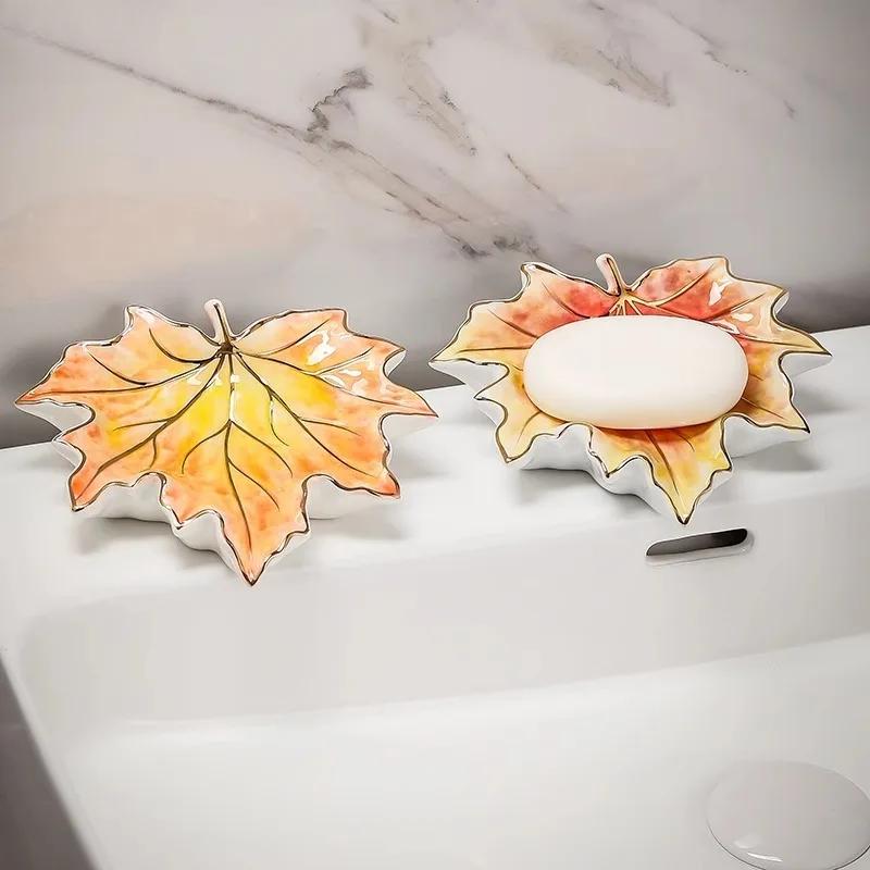 Vintage Maple Leaf Ceramic Soap Dish Bathroom Creative Gold Edge Soap Box Soap Storage Rack Household Soaps Storage Container
Vintage Maple Leaf Ceramic Soap Dish Bathroom Creative Gold Edge Soap Box Soap Storage Rack Household Soaps Storage Container