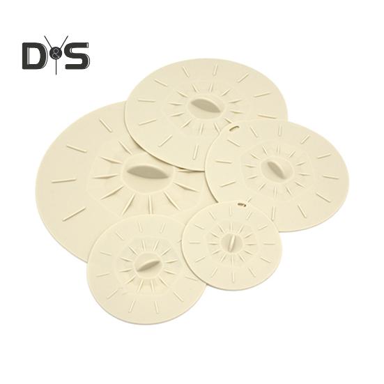 5 шт. силиконовых крышек для еды, герметичные многоразмерные крышки для мисок, кастрюль, сковородок, термостойкие крышки для сковородок, безопасные для микроволновой печи бежевый