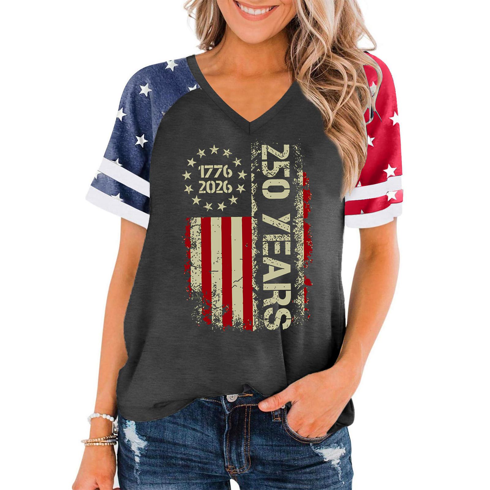 Women’s Casual V Neck Short Sleeve Pullover Top with 1776 2026 250 Years Print Loose Fit Commemorative Graphic Tee Shirt for Daily Wear XL
Women’s Casual V Neck Short Sleeve Pullover Top with 1776 2026 250 Years Print Loose Fit Commemorative Graphic Tee Shirt for Daily Wear XL