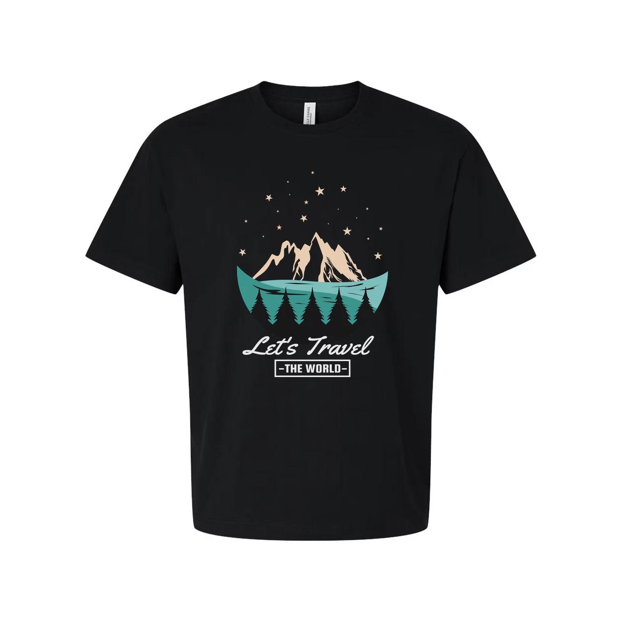Unisex Outdoor Adventure Graphic T Shirt With Mountain Scene And Pine Forest Sil L
Unisex Outdoor Adventure Graphic T Shirt With Mountain Scene And Pine Forest Sil L