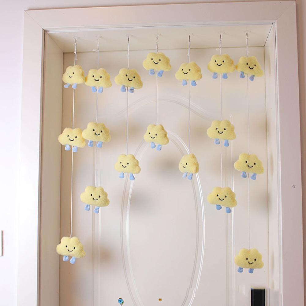 18 штук Облачная масса Дверная штора Милая кисточная штора в виде облачной массы Спальня жёлтый