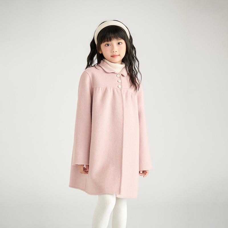 Пальто для девочек из кашемира Qinghe, 30% кашемира, 70% шерсти, унисекс, осенне-зимнее кашемировое пальто, куртка, мягкая и теплая 100 розовый